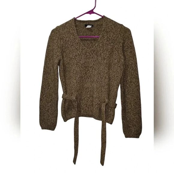 J Crew V Neck Belted Sweater Merino Wool Size PM - Picture 1 of 4